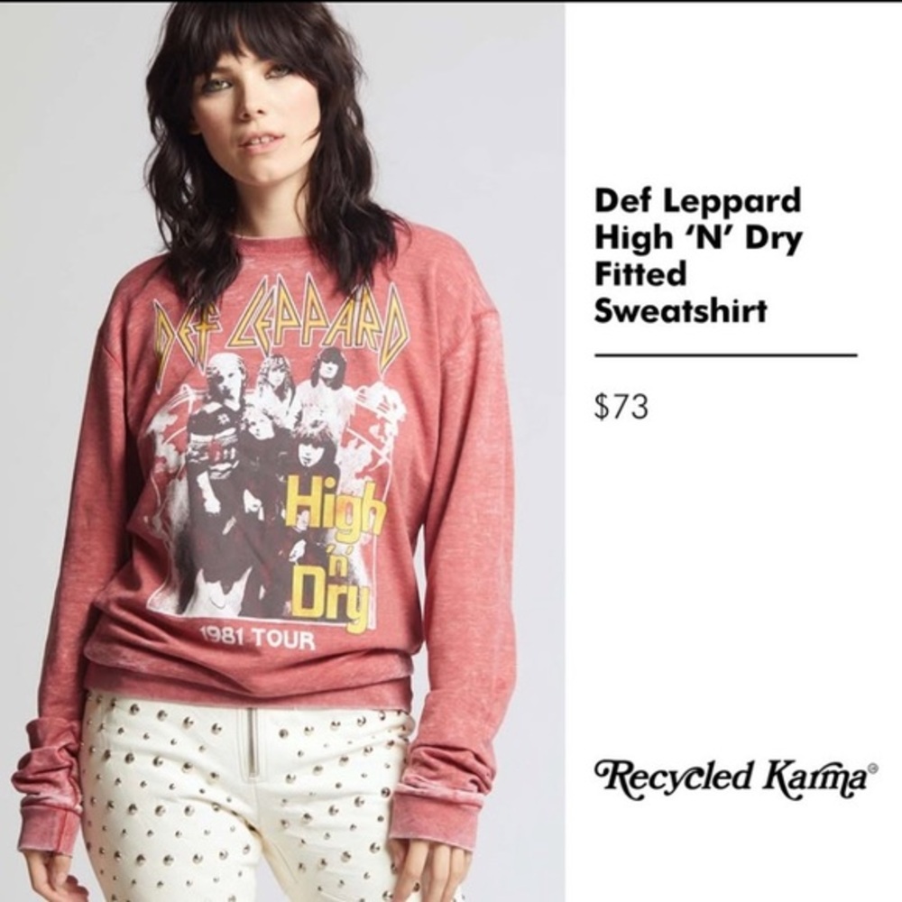 Def Leppard 1981 High & Dry Tour Sweatshirt RECYCLED KARMA